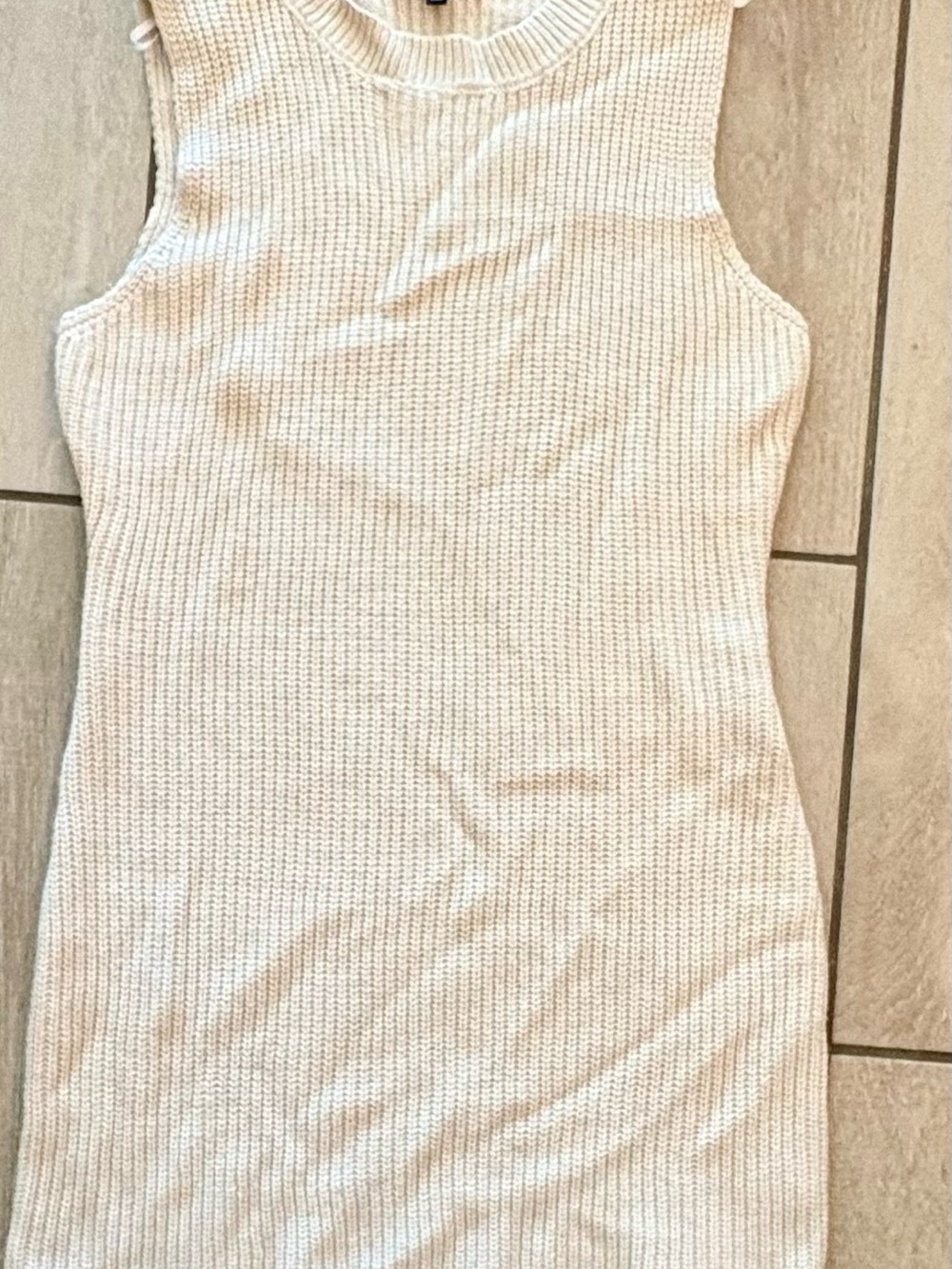 Lulu's Ivory Ribbed Sleeveless Dress